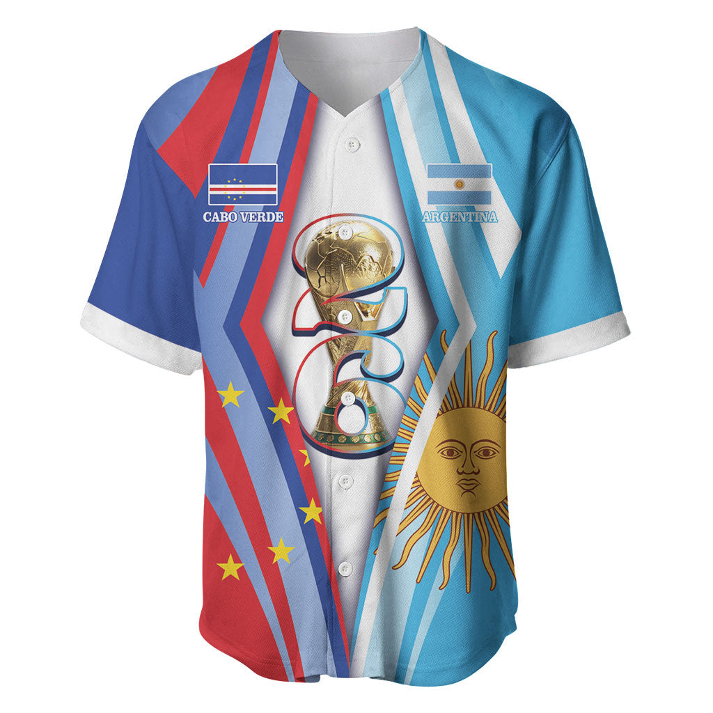 Custom Argentina and Cabo Verde Football 2026 Baseball Jersey La Albiceleste Tubaroes Azuis Together