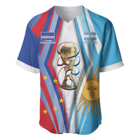 Custom Argentina and Cabo Verde Football 2026 Baseball Jersey La Albiceleste Tubaroes Azuis Together