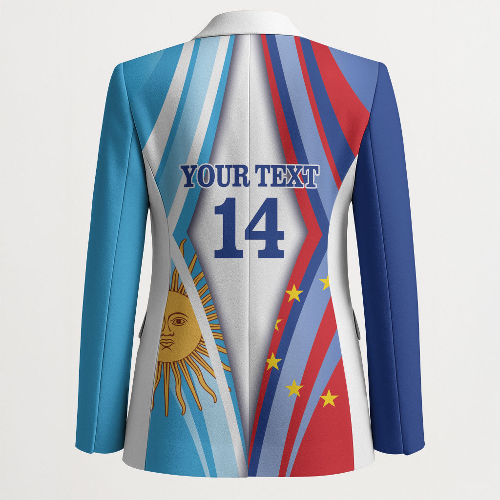 Custom Argentina and Cabo Verde Football 2026 Blazer La Albiceleste Tubaroes Azuis Together