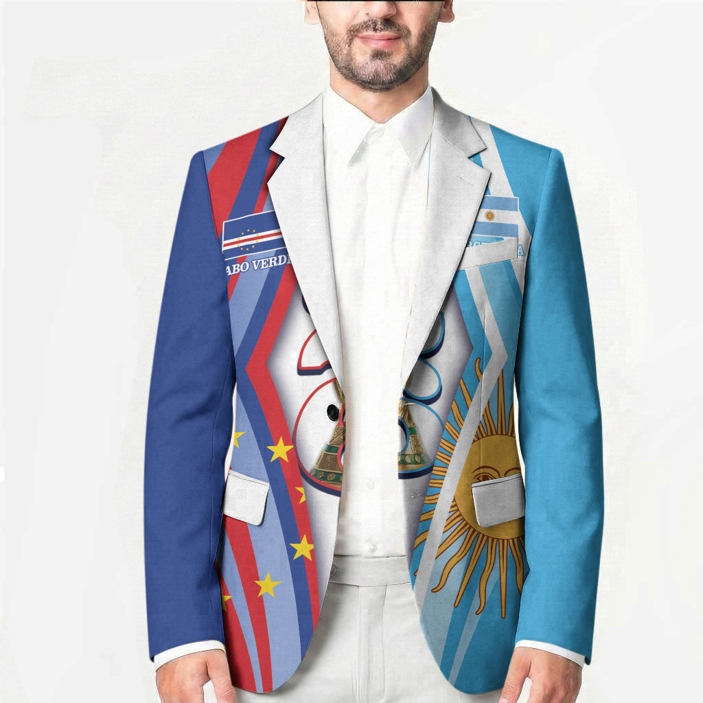 Custom Argentina and Cabo Verde Football 2026 Blazer La Albiceleste Tubaroes Azuis Together