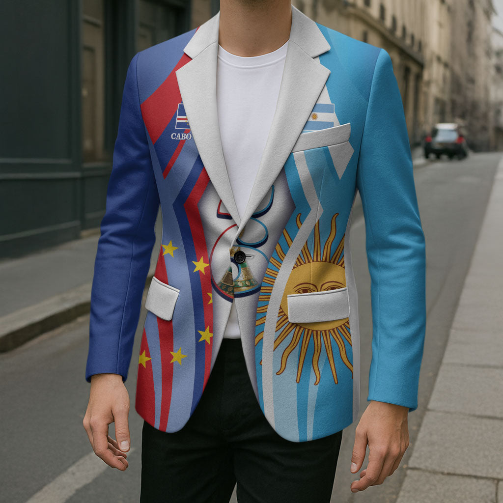 Custom Argentina and Cabo Verde Football 2026 Blazer La Albiceleste Tubaroes Azuis Together