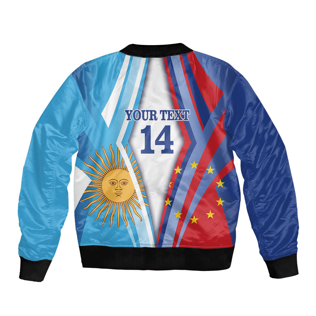 Custom Argentina and Cabo Verde Football 2026 Bomber Jacket La Albiceleste Tubaroes Azuis Together