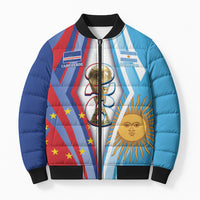 Custom Argentina and Cabo Verde Football 2026 Bomber Puffer Jacket La Albiceleste Tubaroes Azuis Together