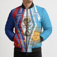 Custom Argentina and Cabo Verde Football 2026 Bomber Puffer Jacket La Albiceleste Tubaroes Azuis Together