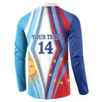 Custom Argentina and Cabo Verde Football 2026 Button Sweatshirt La Albiceleste Tubaroes Azuis Together