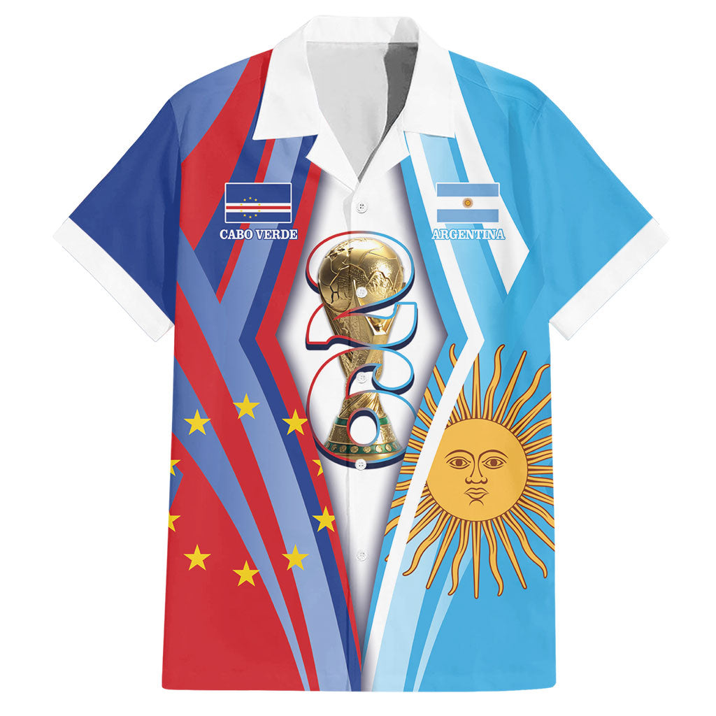 Custom Argentina and Cabo Verde Football 2026 Hawaiian Shirt La Albiceleste Tubaroes Azuis Together