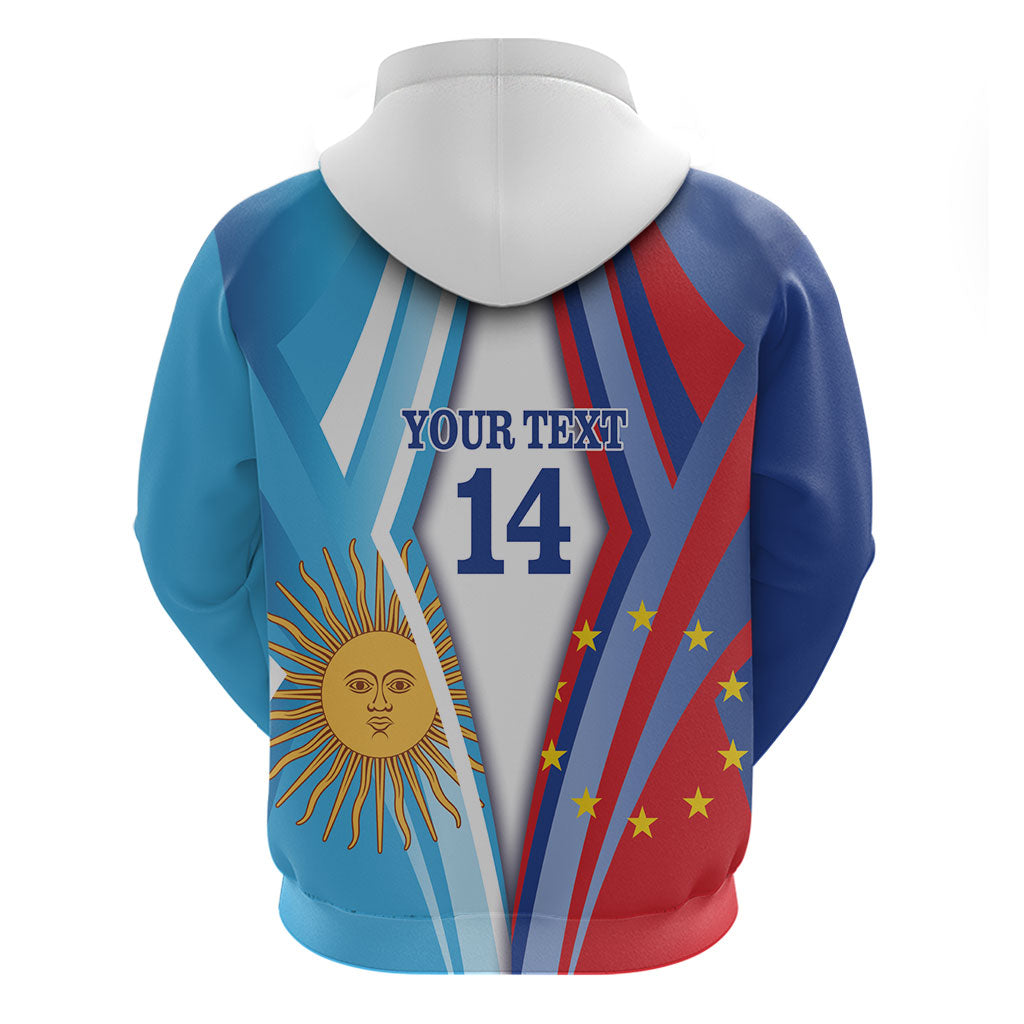 Custom Argentina and Cabo Verde Football 2026 Hoodie La Albiceleste Tubaroes Azuis Together