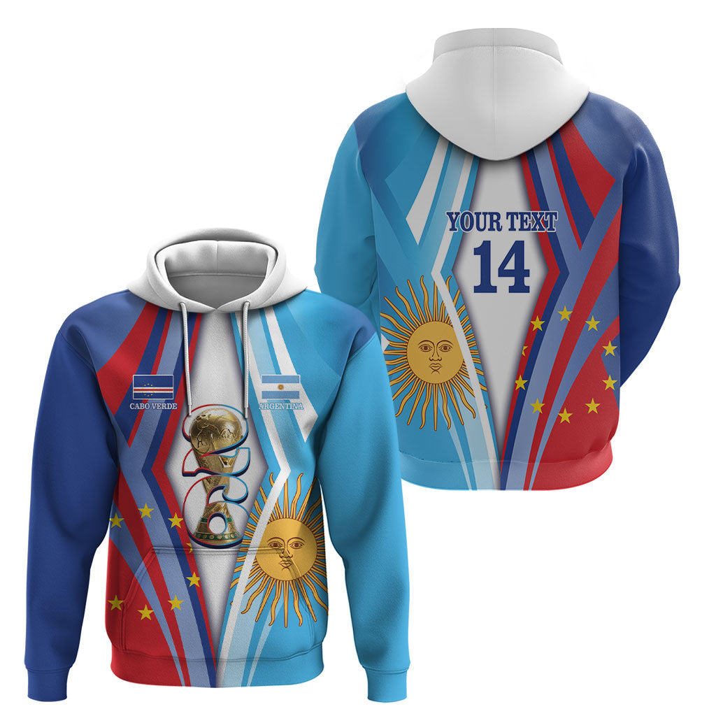 Custom Argentina and Cabo Verde Football 2026 Hoodie La Albiceleste Tubaroes Azuis Together