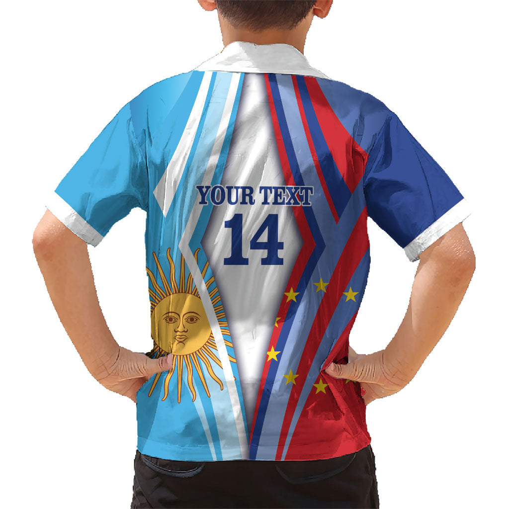 Custom Argentina and Cabo Verde Football 2026 Kid Hawaiian Shirt La Albiceleste Tubaroes Azuis Together