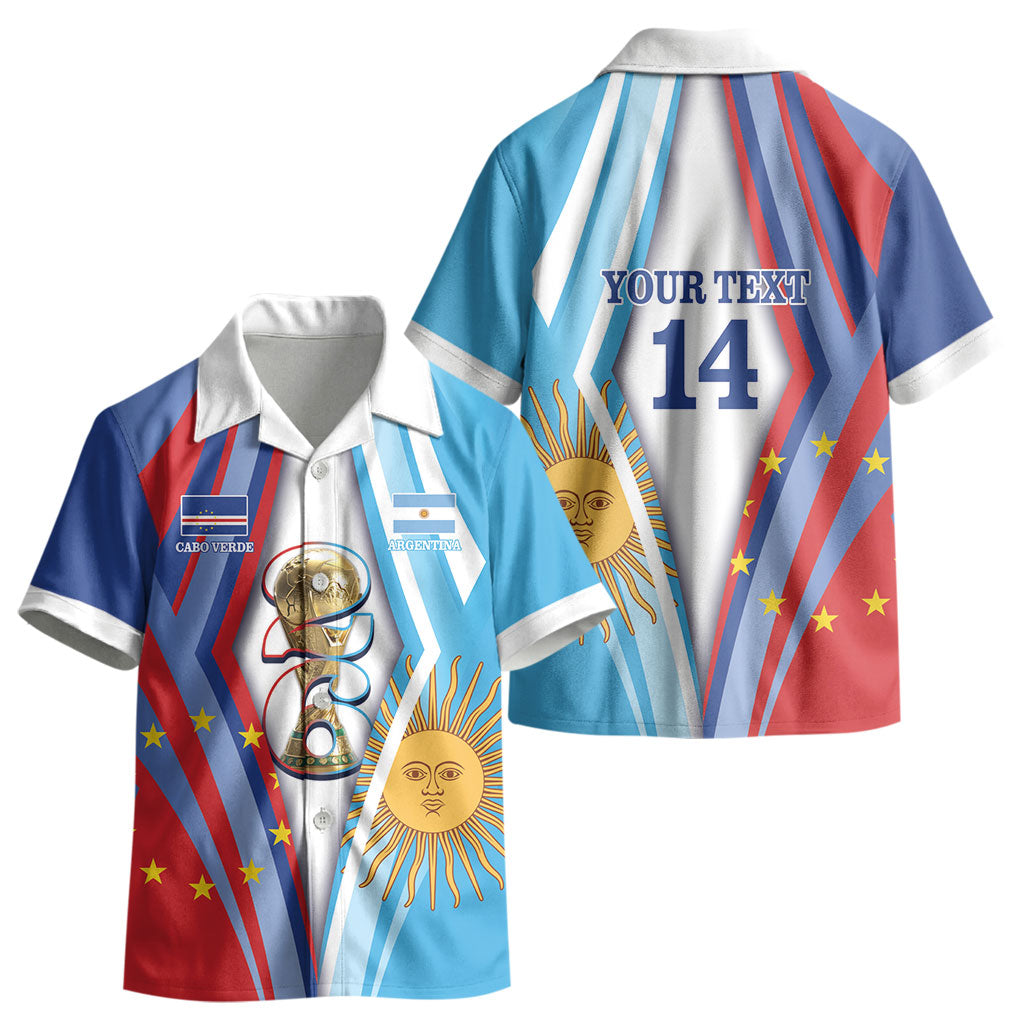 Custom Argentina and Cabo Verde Football 2026 Kid Hawaiian Shirt La Albiceleste Tubaroes Azuis Together LT14