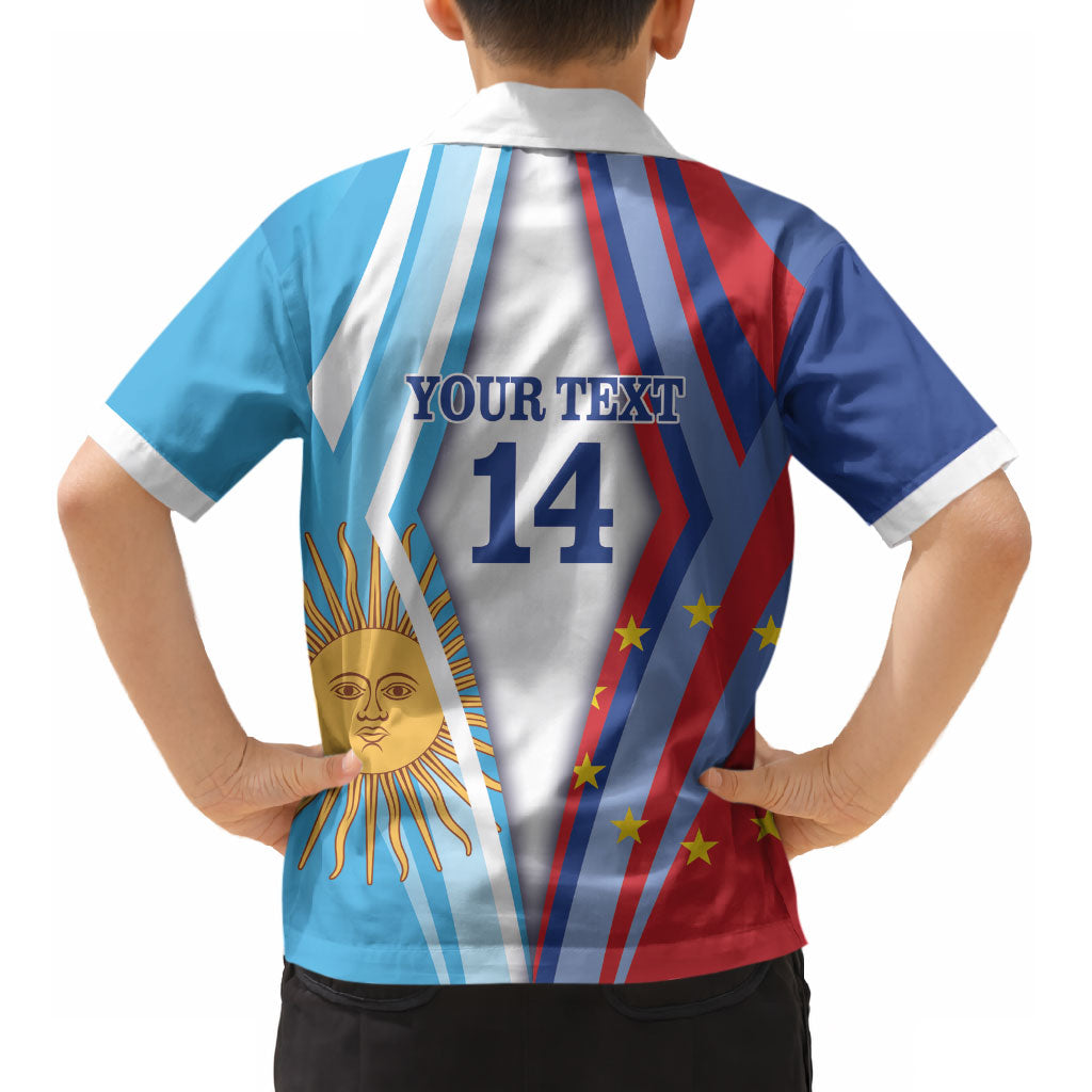 Custom Argentina and Cabo Verde Football 2026 Kid Hawaiian Shirt La Albiceleste Tubaroes Azuis Together LT14