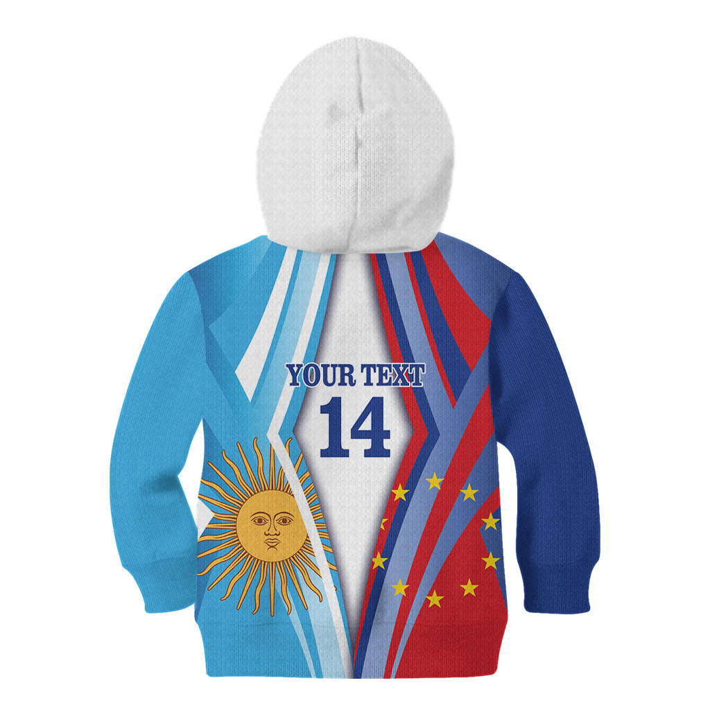 Custom Argentina and Cabo Verde Football 2026 Kid Hoodie La Albiceleste Tubaroes Azuis Together