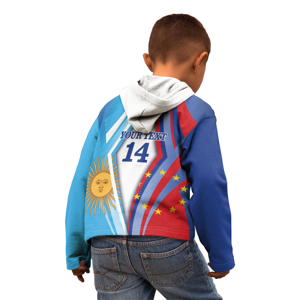 Custom Argentina and Cabo Verde Football 2026 Kid Hoodie La Albiceleste Tubaroes Azuis Together