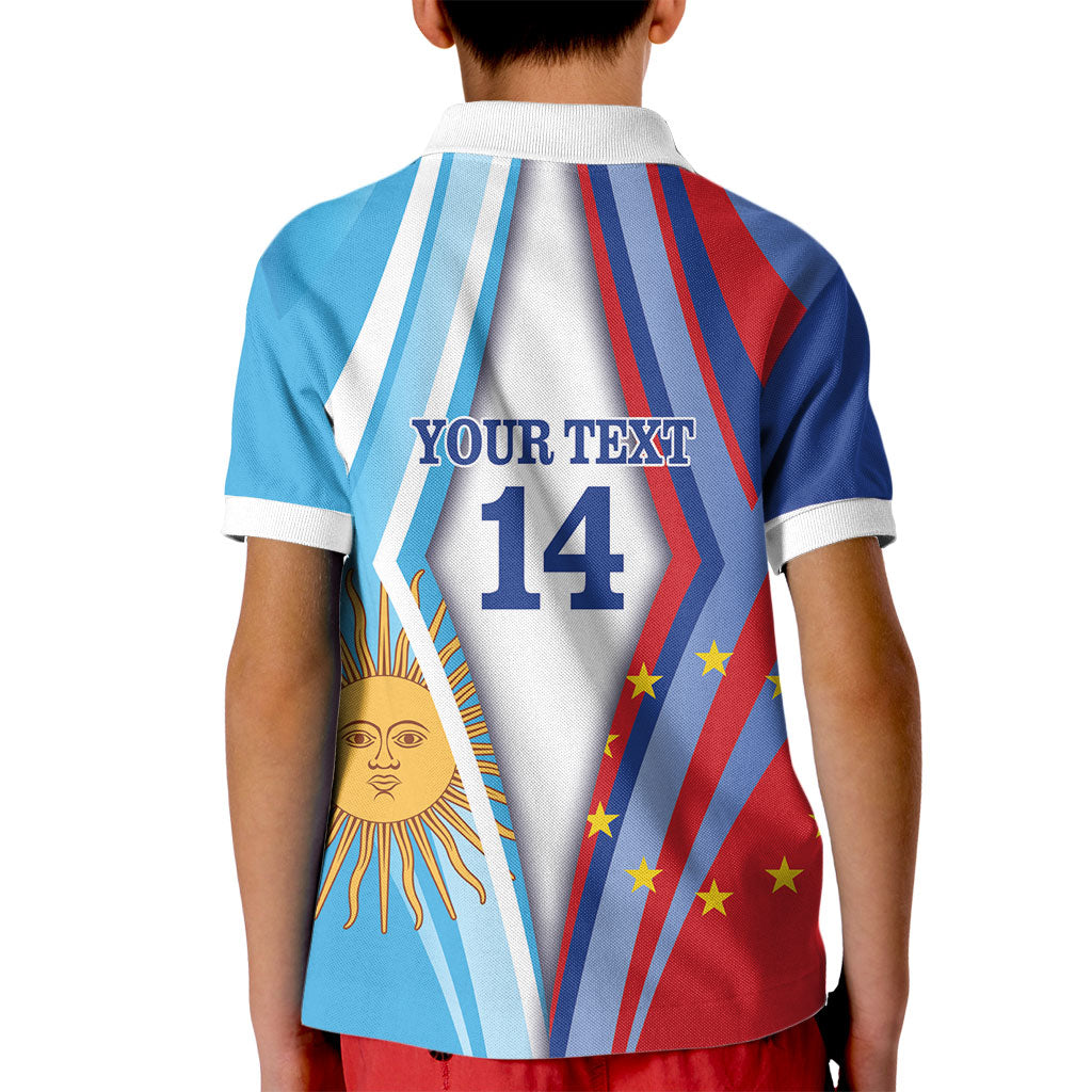 Custom Argentina and Cabo Verde Football 2026 Kid Polo Shirt La Albiceleste Tubaroes Azuis Together