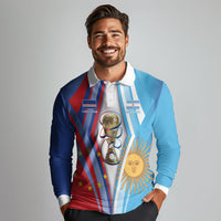 Custom Argentina and Cabo Verde Football 2026 Long Sleeve Polo Shirt La Albiceleste Tubaroes Azuis Together