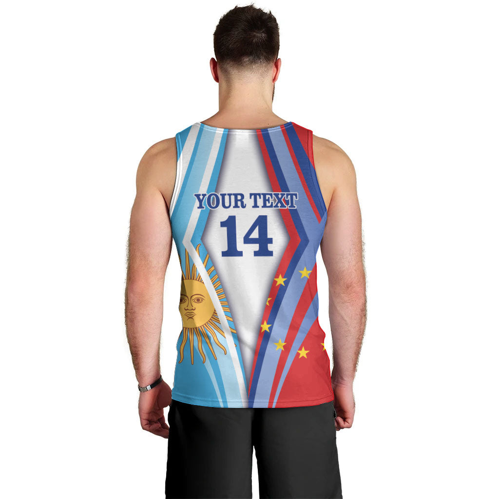 Custom Argentina and Cabo Verde Football 2026 Men Tank Top La Albiceleste Tubaroes Azuis Together