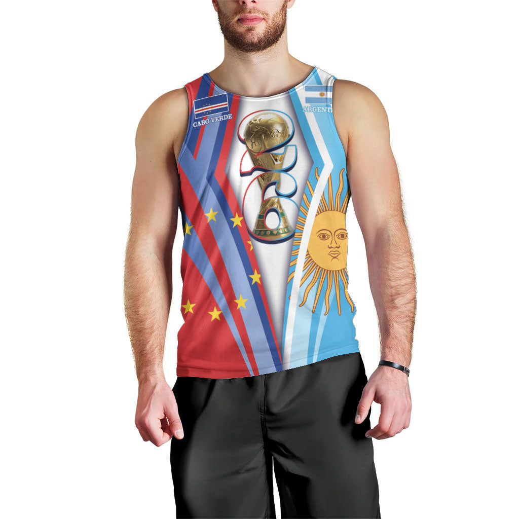 Custom Argentina and Cabo Verde Football 2026 Men Tank Top La Albiceleste Tubaroes Azuis Together
