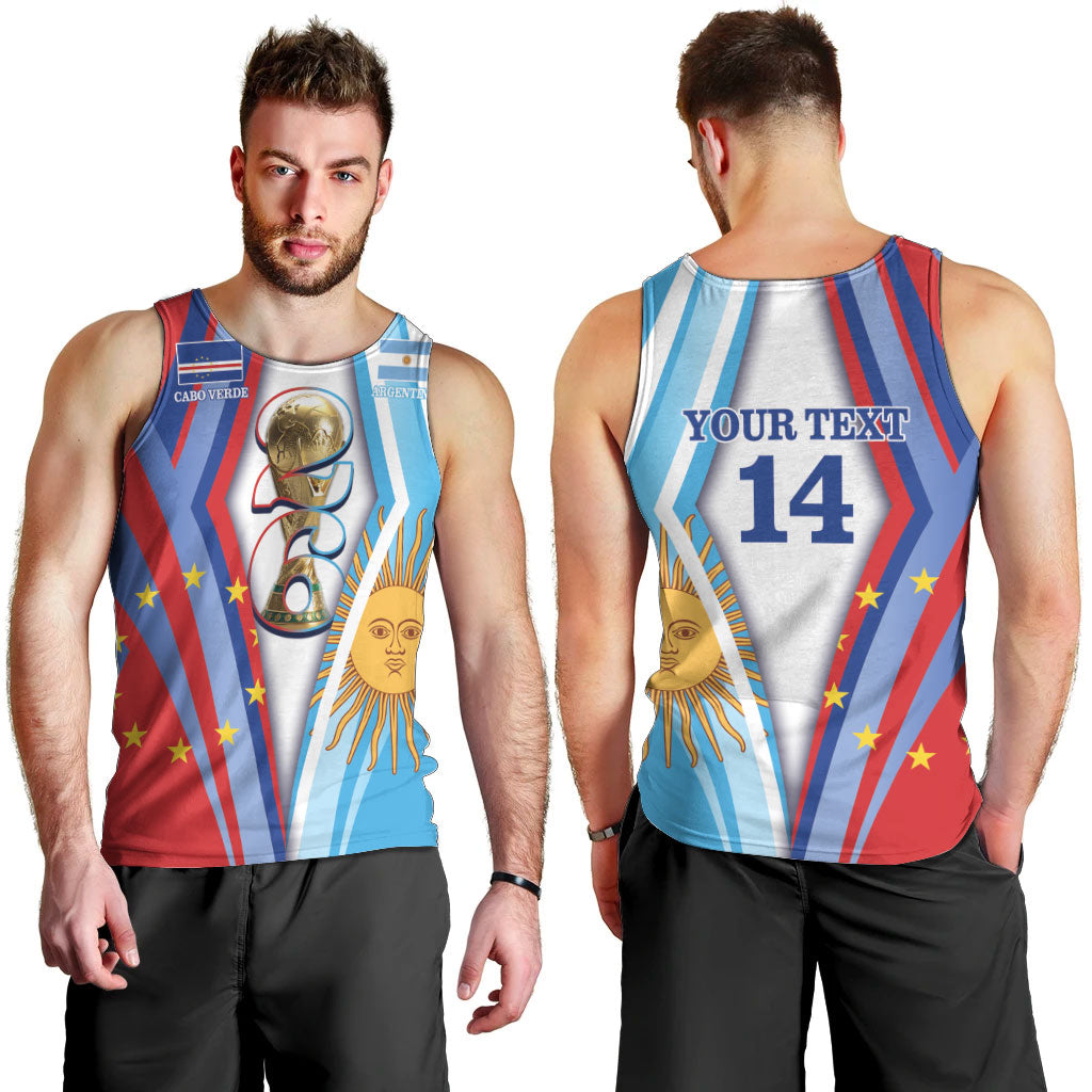Custom Argentina and Cabo Verde Football 2026 Men Tank Top La Albiceleste Tubaroes Azuis Together