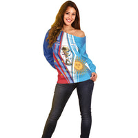 Custom Argentina and Cabo Verde Football 2026 Off Shoulder Sweater La Albiceleste Tubaroes Azuis Together