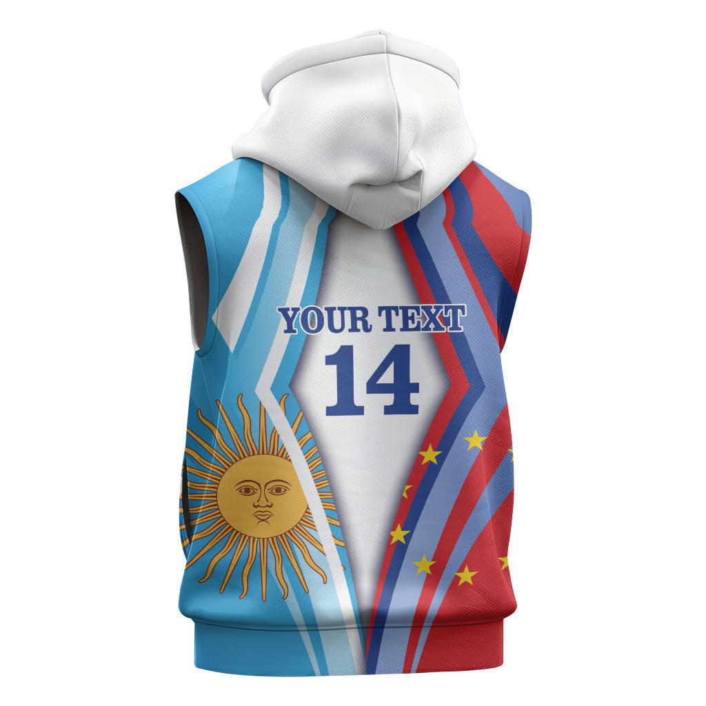 Custom Argentina and Cabo Verde Football 2026 Sleeveless Hoodie La Albiceleste Tubaroes Azuis Together