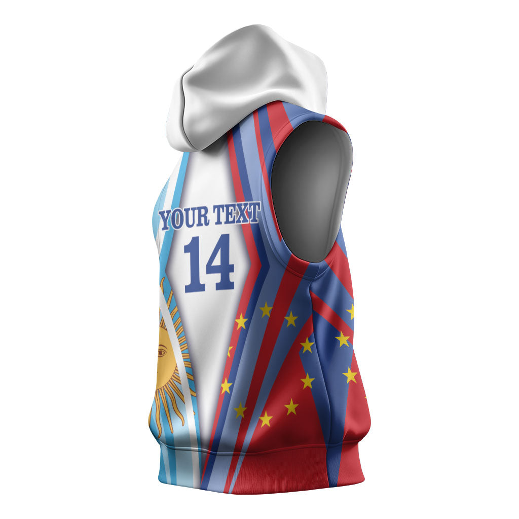 Custom Argentina and Cabo Verde Football 2026 Sleeveless Hoodie La Albiceleste Tubaroes Azuis Together