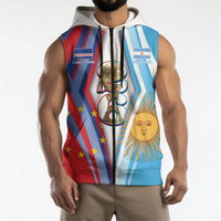 Custom Argentina and Cabo Verde Football 2026 Sleeveless Zip Hoodie La Albiceleste Tubaroes Azuis Together