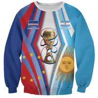 Custom Argentina and Cabo Verde Football 2026 Sweatshirt La Albiceleste Tubaroes Azuis Together