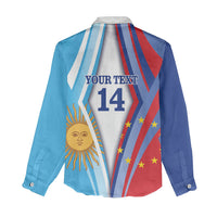 Custom Argentina and Cabo Verde Football 2026 Women Casual Shirt La Albiceleste Tubaroes Azuis Together
