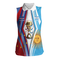 Custom Argentina and Cabo Verde Football 2026 Women Sleeveless Polo Shirt La Albiceleste Tubaroes Azuis Together
