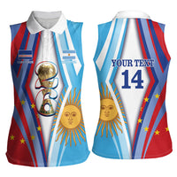 Custom Argentina and Cabo Verde Football 2026 Women Sleeveless Polo Shirt La Albiceleste Tubaroes Azuis Together