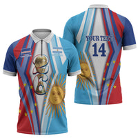 Custom Argentina and Cabo Verde Football 2026 Zipper Polo Shirt La Albiceleste Tubaroes Azuis Together