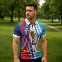 Custom Argentina and Cabo Verde Football 2026 Zipper Polo Shirt La Albiceleste Tubaroes Azuis Together