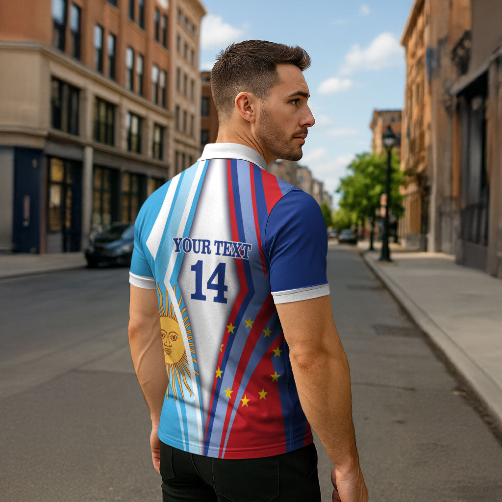 Custom Argentina and Cabo Verde Football 2026 Zipper Polo Shirt La Albiceleste Tubaroes Azuis Together