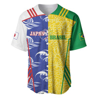 Custom Brazil and Japan Football 2026 Baseball Jersey Selecao Samurai Blue Together