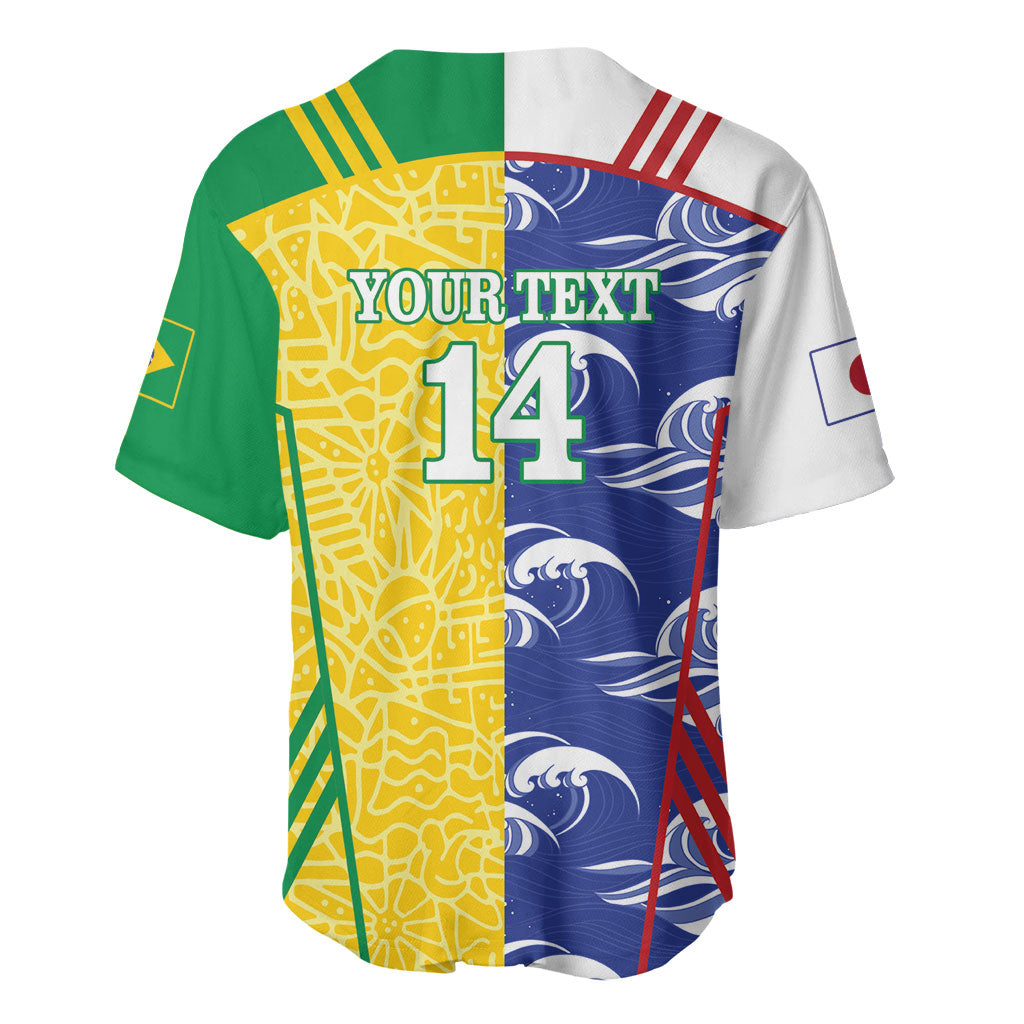 Custom Brazil and Japan Football 2026 Baseball Jersey Selecao Samurai Blue Together
