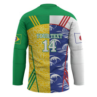 Custom Brazil and Japan Football 2026 Hockey Jersey Selecao Samurai Blue Together