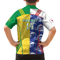 Custom Brazil and Japan Football 2026 Kid Hawaiian Shirt Selecao Samurai Blue Together