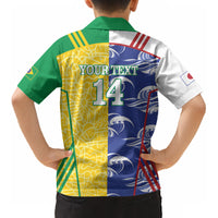 Custom Brazil and Japan Football 2026 Kid Hawaiian Shirt Selecao Samurai Blue Together LT14
