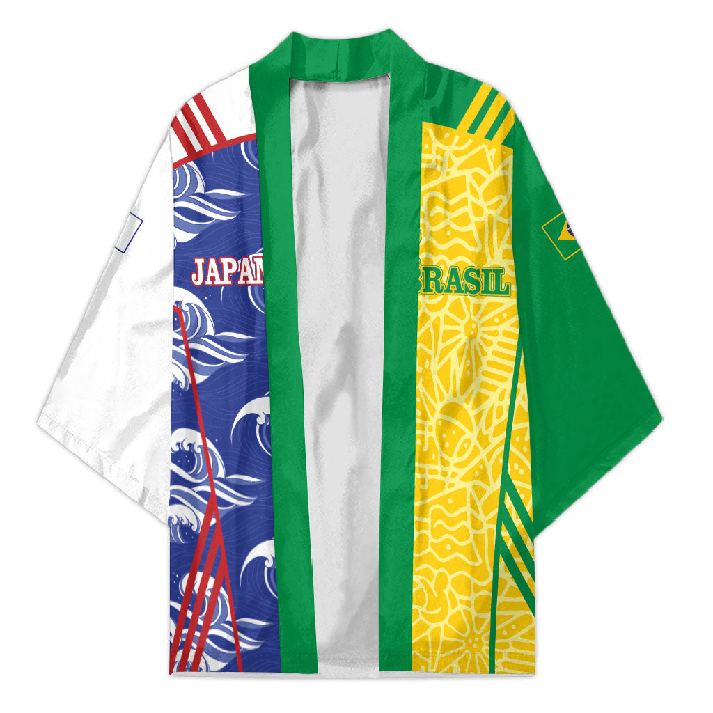 Custom Brazil and Japan Football 2026 Kimono Selecao Samurai Blue Together