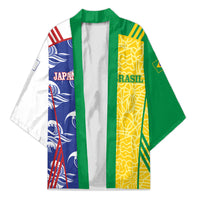 Custom Brazil and Japan Football 2026 Kimono Selecao Samurai Blue Together