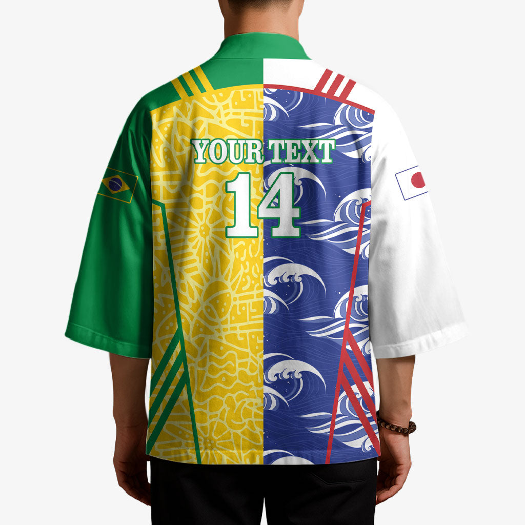 Custom Brazil and Japan Football 2026 Kimono Selecao Samurai Blue Together