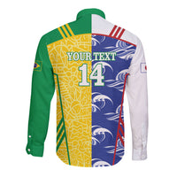 Custom Brazil and Japan Football 2026 Long Sleeve Button Shirt Selecao Samurai Blue Together