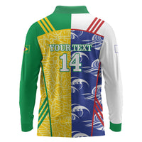 Custom Brazil and Japan Football 2026 Long Sleeve Polo Shirt Selecao Samurai Blue Together