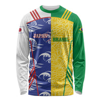 Custom Brazil and Japan Football 2026 Long Sleeve Shirt Selecao Samurai Blue Together