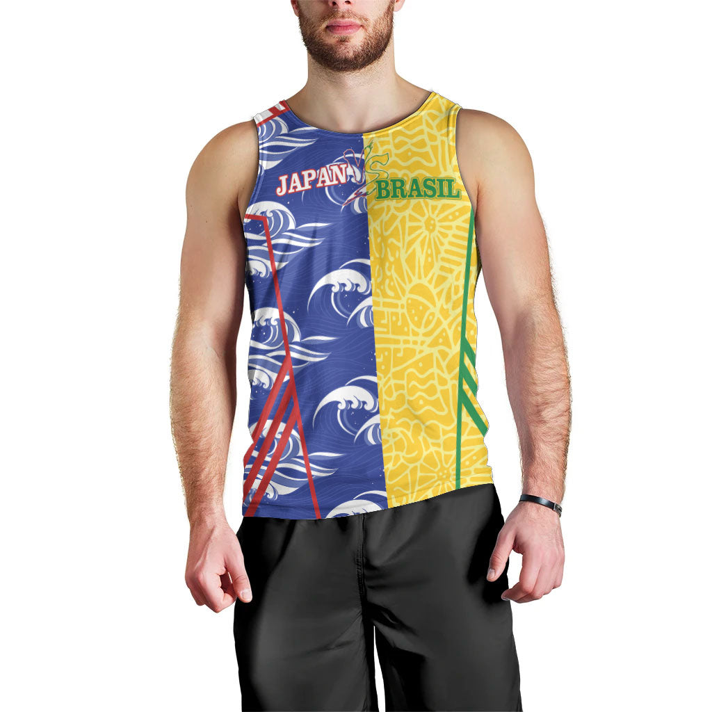Custom Brazil and Japan Football 2026 Men Tank Top Selecao Samurai Blue Together