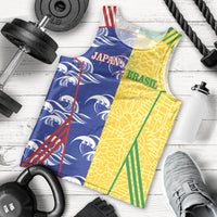 Custom Brazil and Japan Football 2026 Men Tank Top Selecao Samurai Blue Together