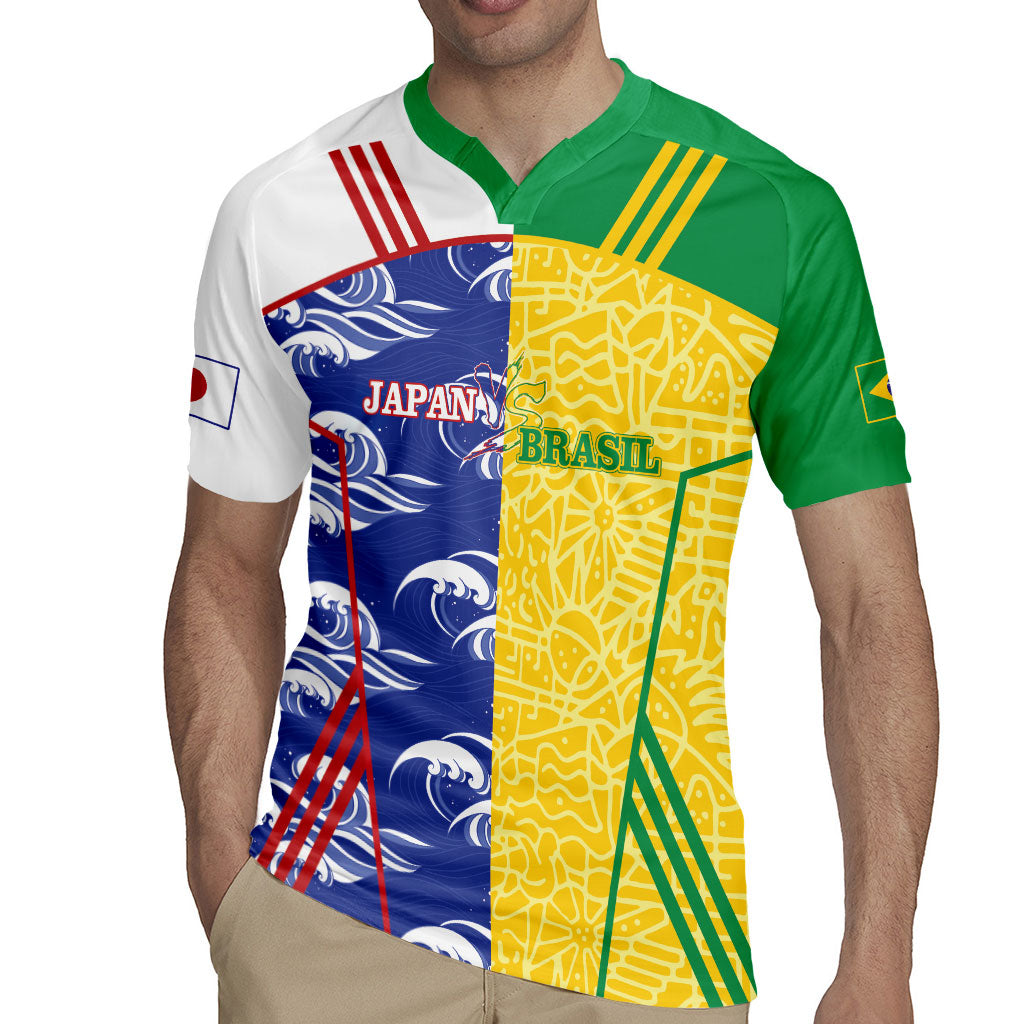 Custom Brazil and Japan Football 2026 Rugby Jersey Selecao Samurai Blue Together