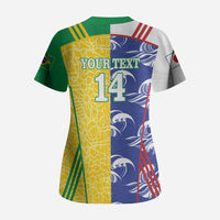 Custom Brazil and Japan Football 2026 Scrub Top Selecao Samurai Blue Together