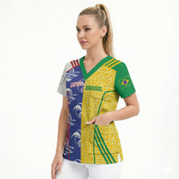Custom Brazil and Japan Football 2026 Scrub Top Selecao Samurai Blue Together