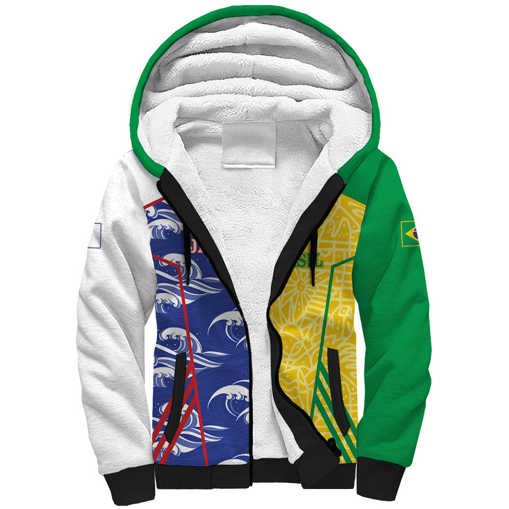 Custom Brazil and Japan Football 2026 Sherpa Hoodie Selecao Samurai Blue Together